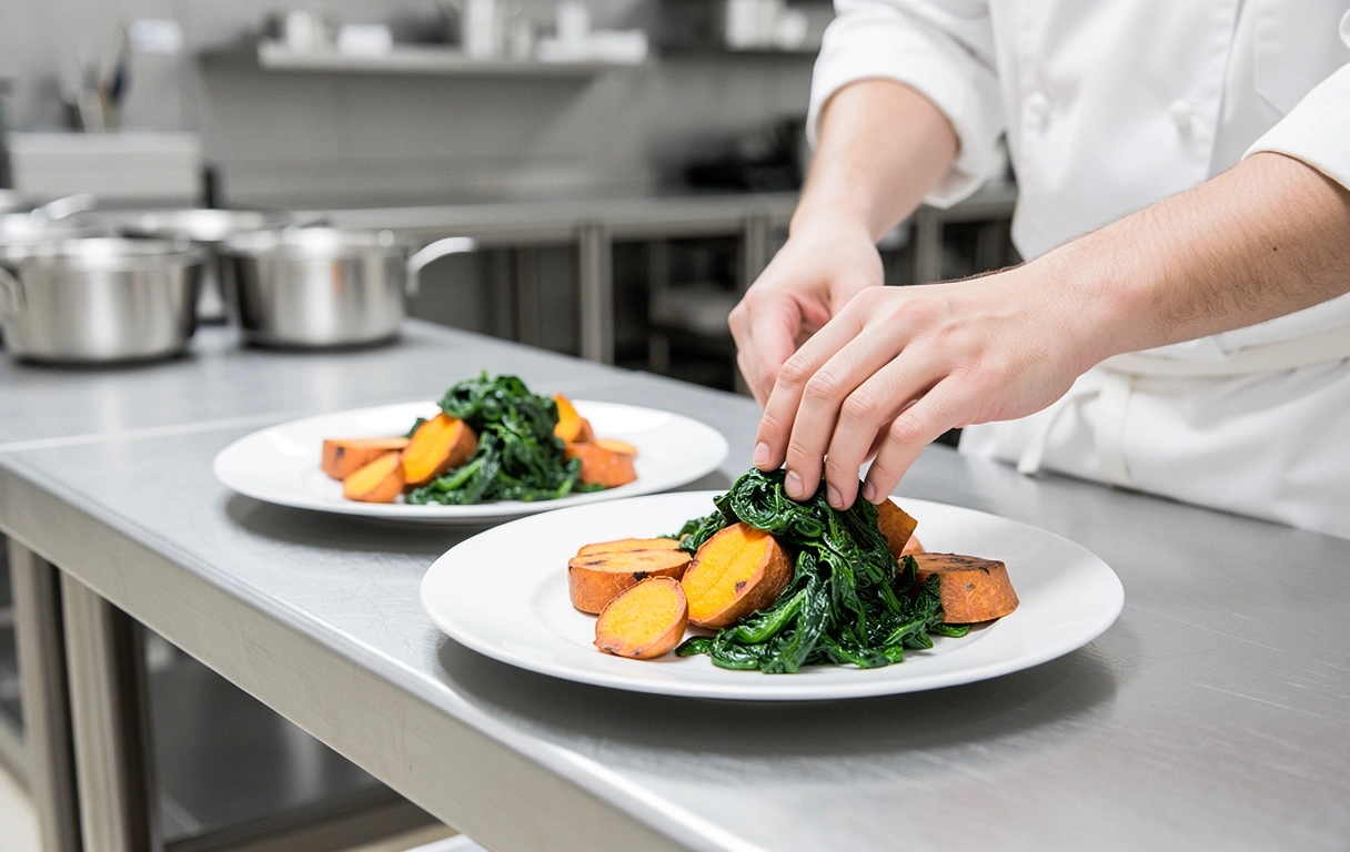 Precision meal preparation in our Jakarta kitchen